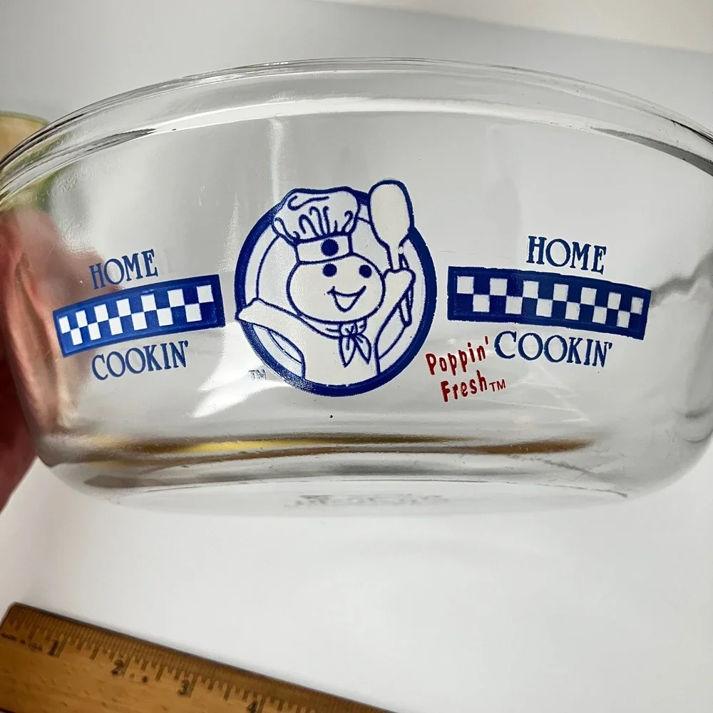 Anchor Hocking Pillsbury Doughboy Casserole Dish Lid 1.5 Qt Glass Home Cookin